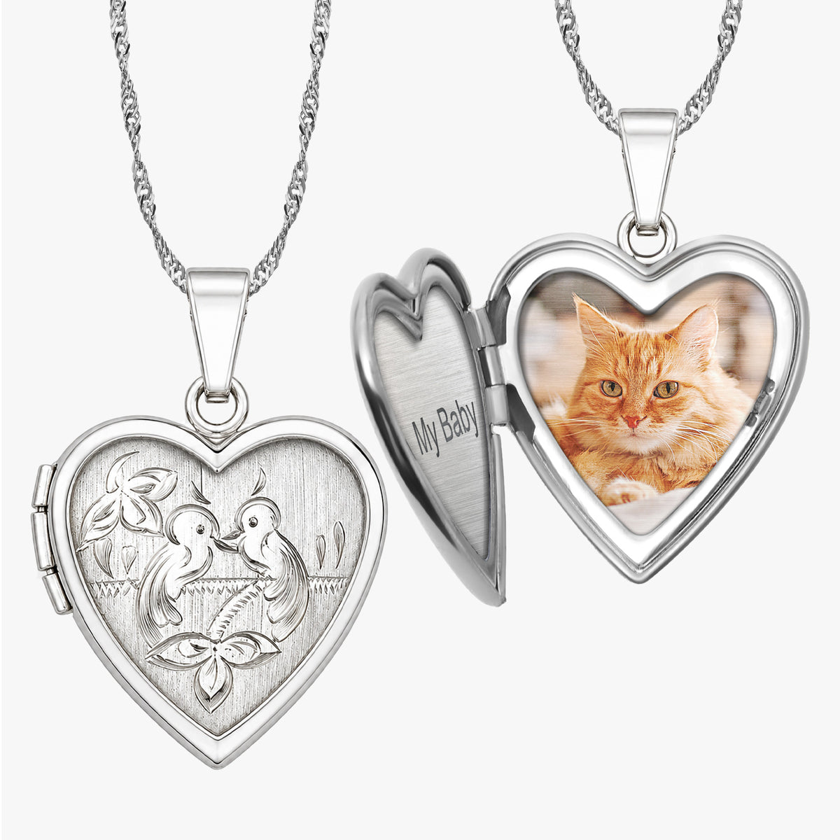 Love Birds Heart Photo Locket