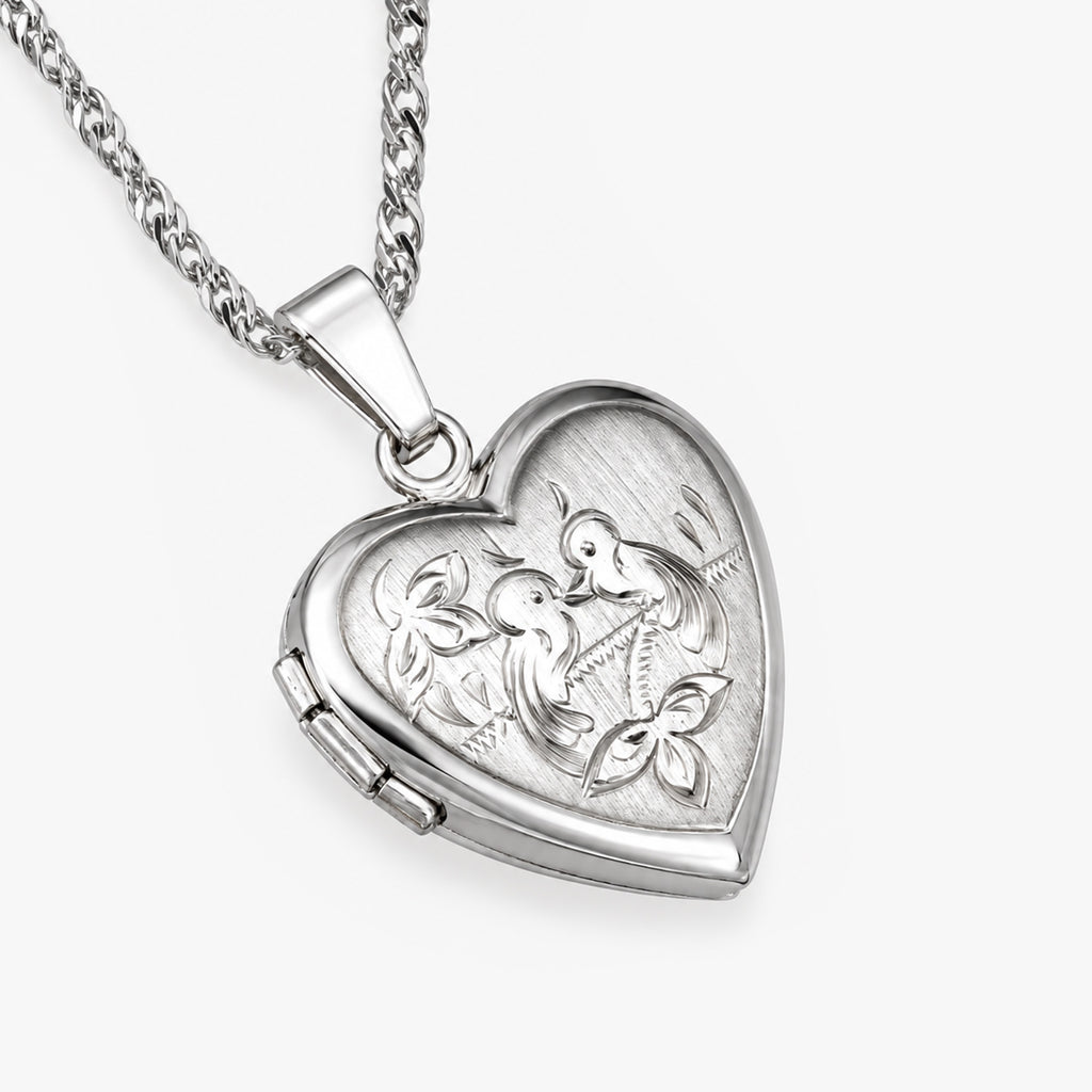 Love Birds Heart Photo Locket