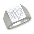 Sterling Silver Men's Square Solid Back Signet Ring