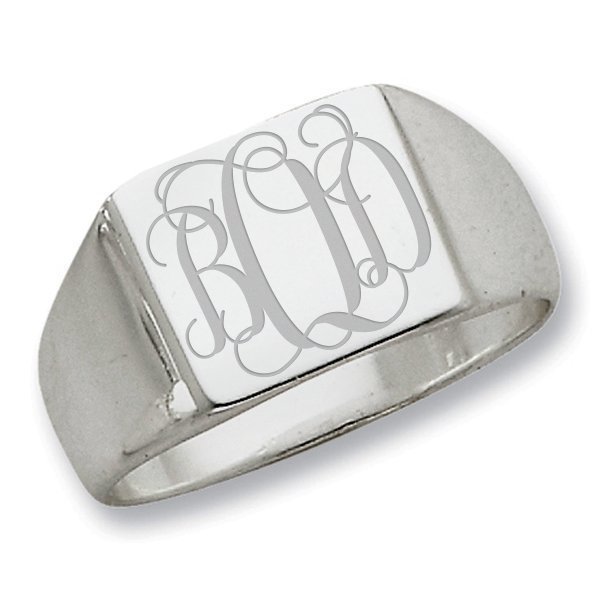 Sterling Silver Men's Square Solid Back Signet Ring