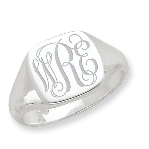 Sterling Silver Men's Square Solid Back Signet Ring