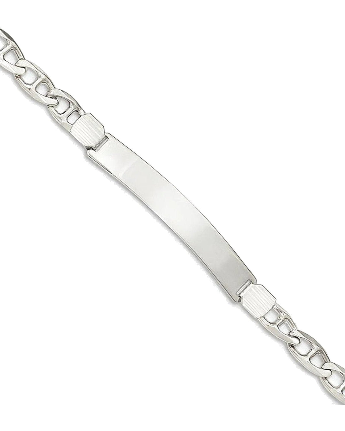 Custom Engraved Sterling Silver Men's Anchor Link ID Bracelet