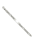 Custom Engraved Sterling Silver Men's Figaro Link ID Bracelet
