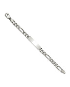 Custom Engraved Sterling Silver Men's Figaro Link ID Bracelet