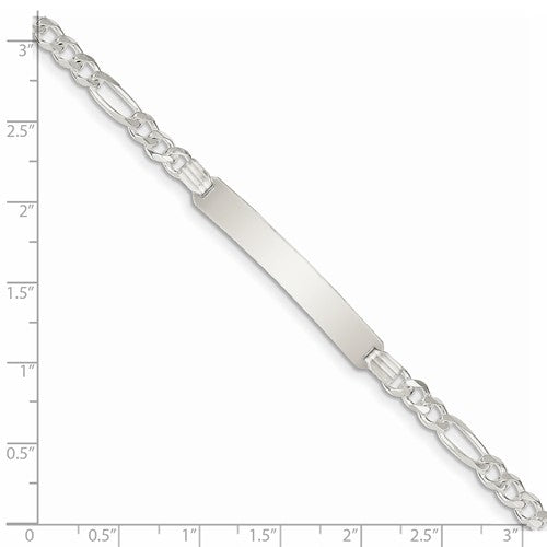Custom Engraved Sterling Silver Women's Figaro Link ID Bracelet