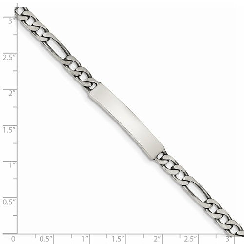 Custom Engraved Sterling Silver Women's Figaro Link ID Bracelet