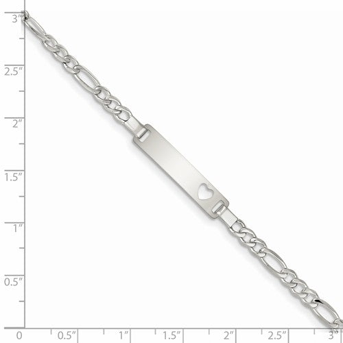 Custom Engraved Sterling Silver Children's Heart Cutout ID Bracelet