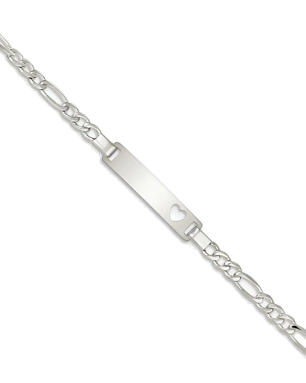 Custom Engraved Sterling Silver Children's Heart Cutout ID Bracelet