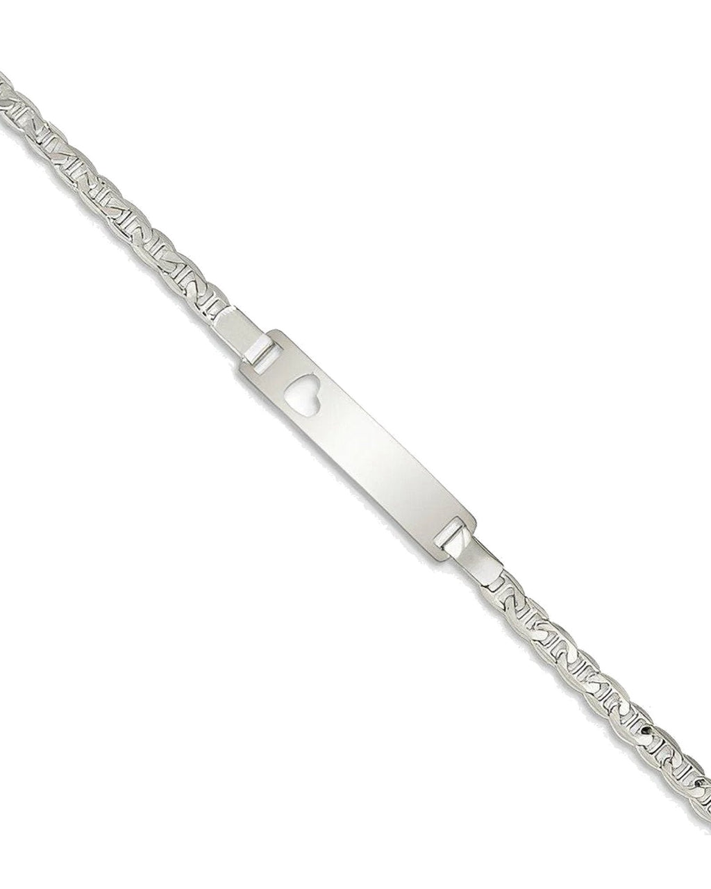 Custom Engraved Sterling Silver Children's Heart Cutout ID Bracelet