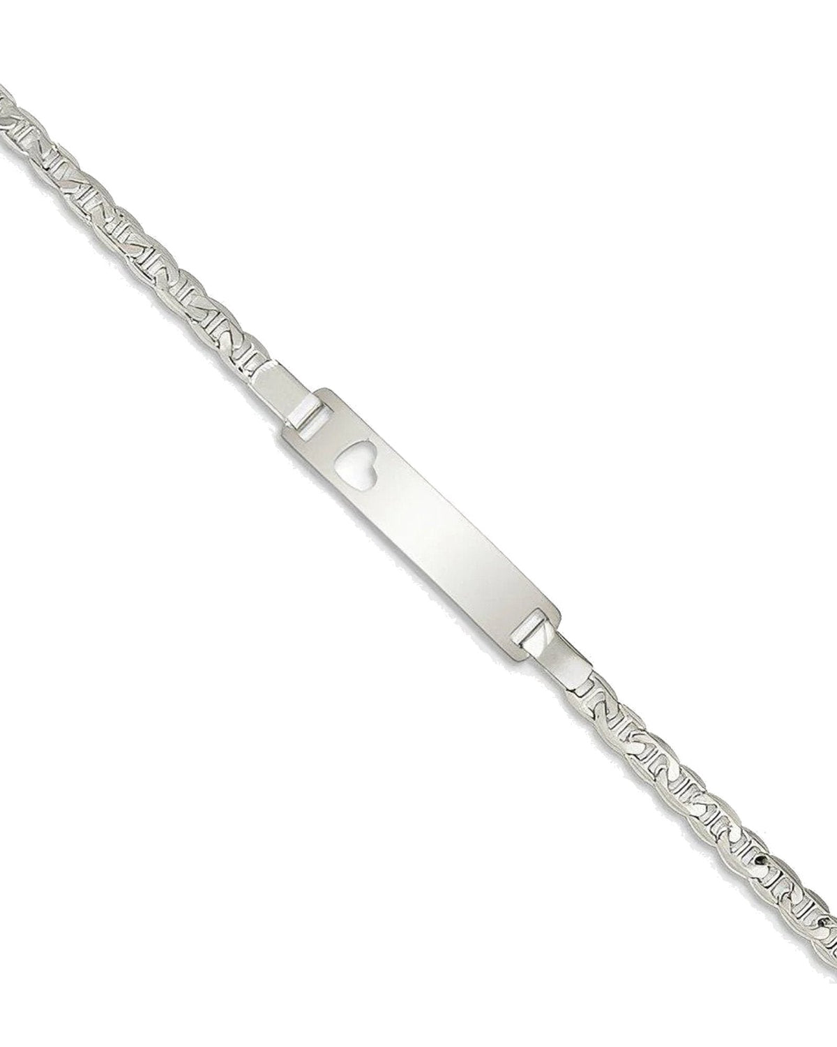 Custom Engraved Sterling Silver Children's Heart Cutout ID Bracelet