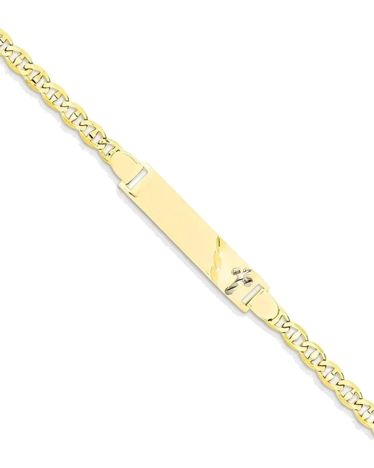 Custom Engraved 14K Gold Two Tone Children's Anchor Link ID Bracelet