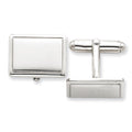 Engravable Rectangle Sterling Silver with Black Enamel Cufflinks