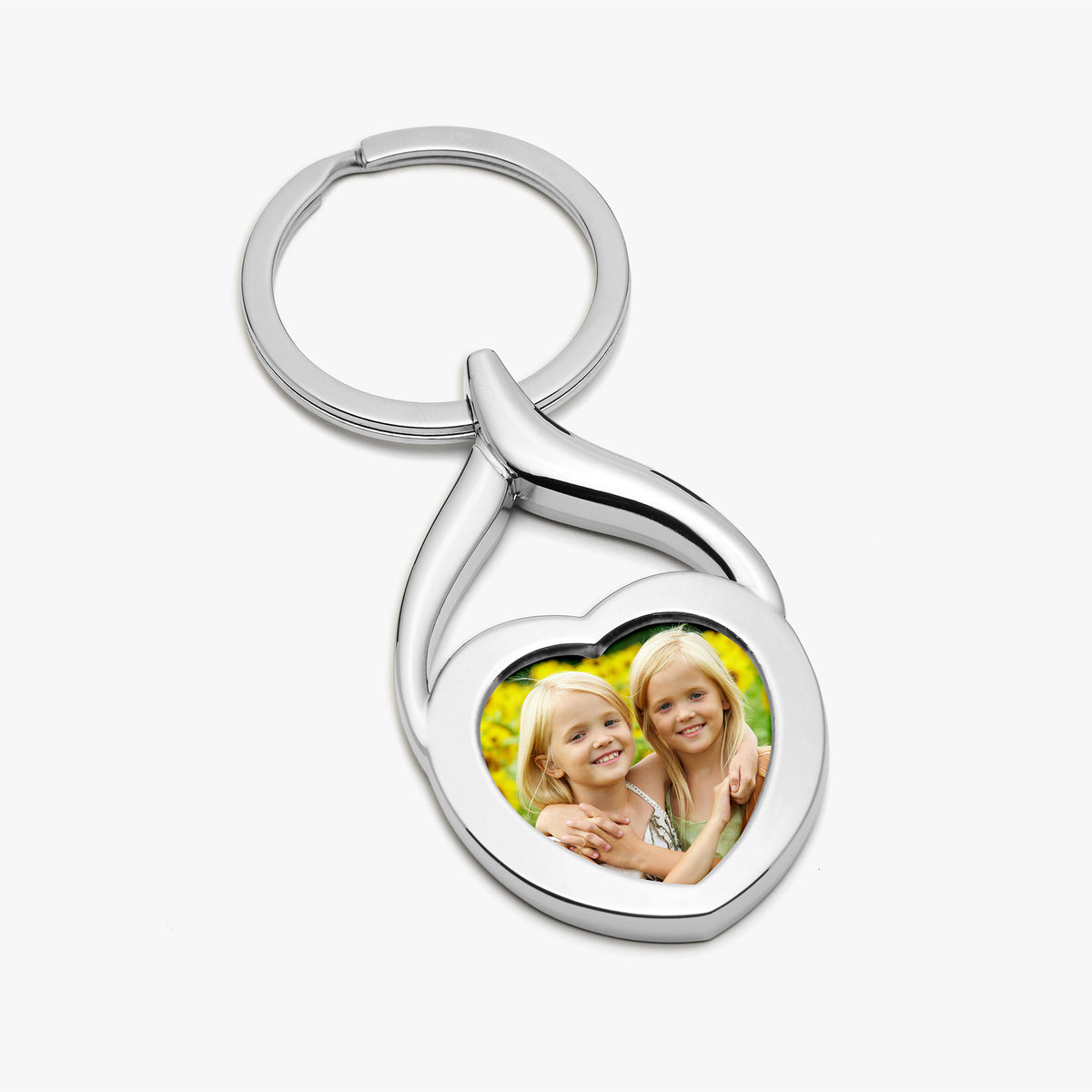 Stainless Steel Engravable Heart Photo Laser Keychain