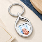 Stainless Steel Engravable Heart Photo Laser Keychain - lifestyle