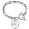 Custom Engraved Sterling Silver Women's Tiffany Style Heart Bracelet with Toggle Lock