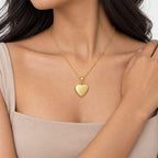 14K Gold Filled Small Heart Photo Locket - on model