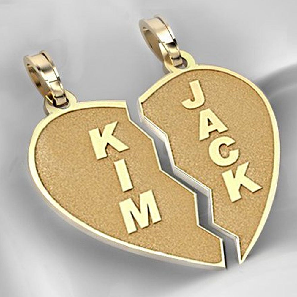 Personalized Broken Heart Pendants or Charms