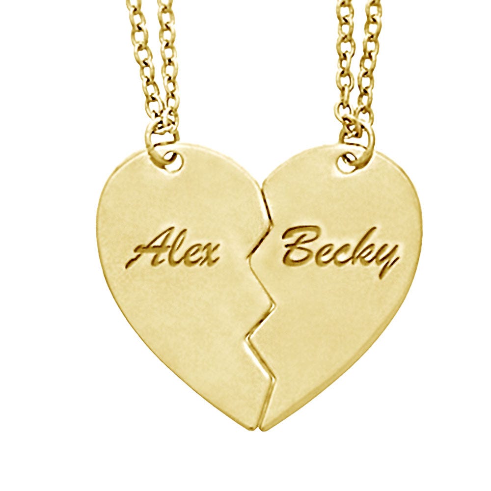 Engravable Split or Broken Heart Pendants or Charm