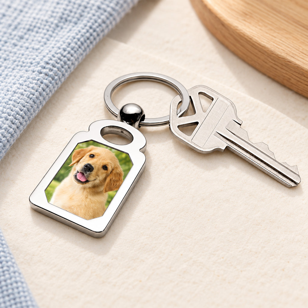 Engravable Rectangle Photo Keychain - lifestyle
