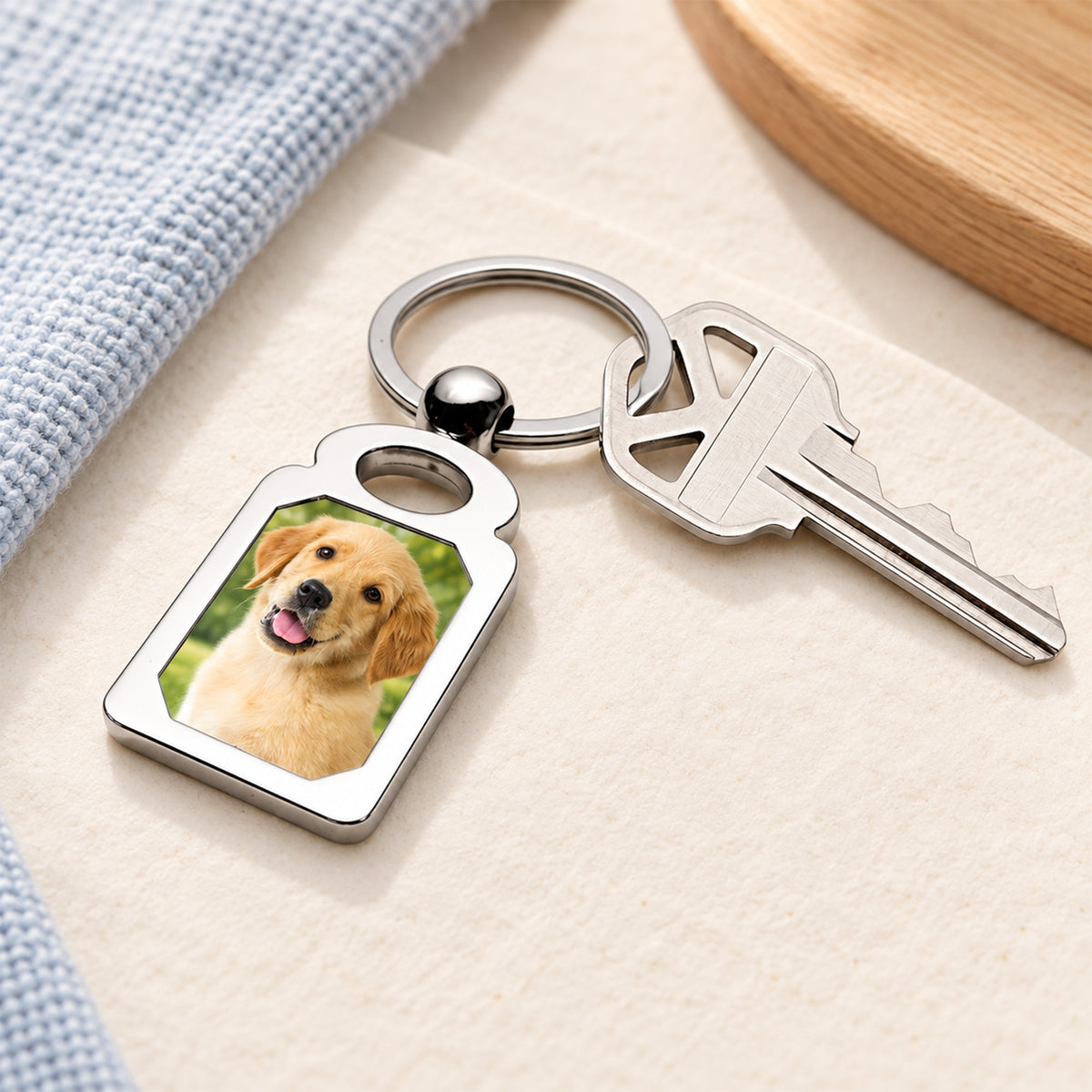 Engravable Rectangle Photo Keychain - lifestyle