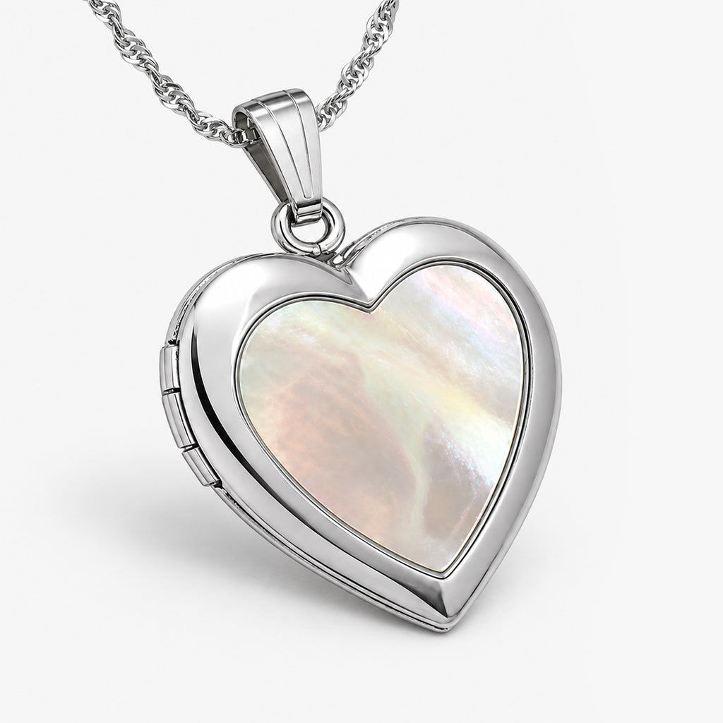 Mother Of Pearl Heart Photo Locket
