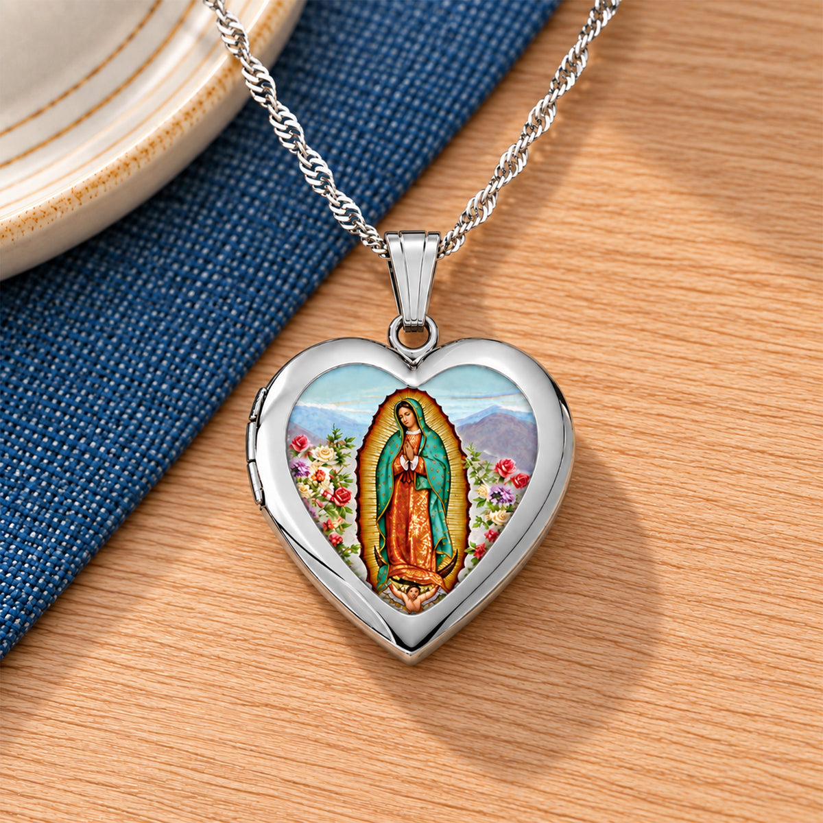 Our Lady Of Guadalupe Heart Photo Locket - lifestyle