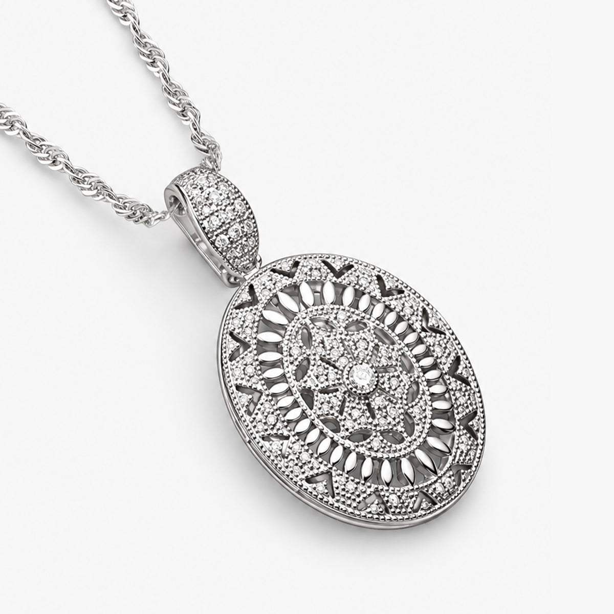 Cubic Zirconia (CZ) Oval Photo Locket