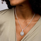 Cubic Zirconia (CZ) Oval Photo Locket - on model