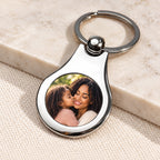 Stainless Steel Engravable Round Photo Keychain - lifestyle