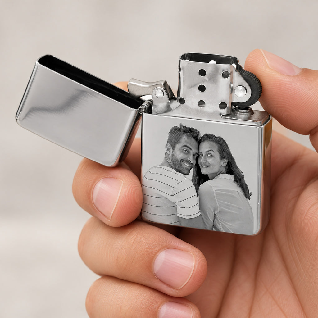 Laser Engravable Polished Lighter - on model