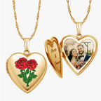 14K Gold Filled Double Rose Heart Photo Locket