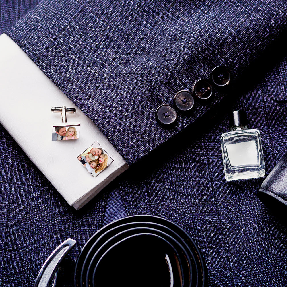 Square Stainless Steel Photo Engravable Cufflinks