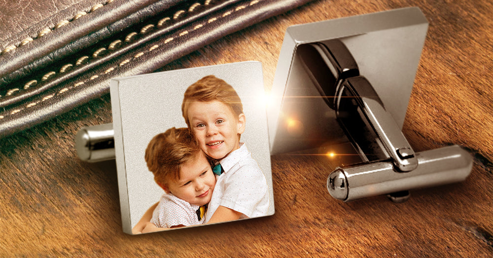 Square Stainless Steel Photo Engravable Cufflinks