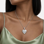 Horseshoe Heart Photo Locket - on model