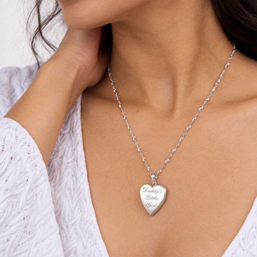 Daddys Little Girl Heart Photo Locket - on model