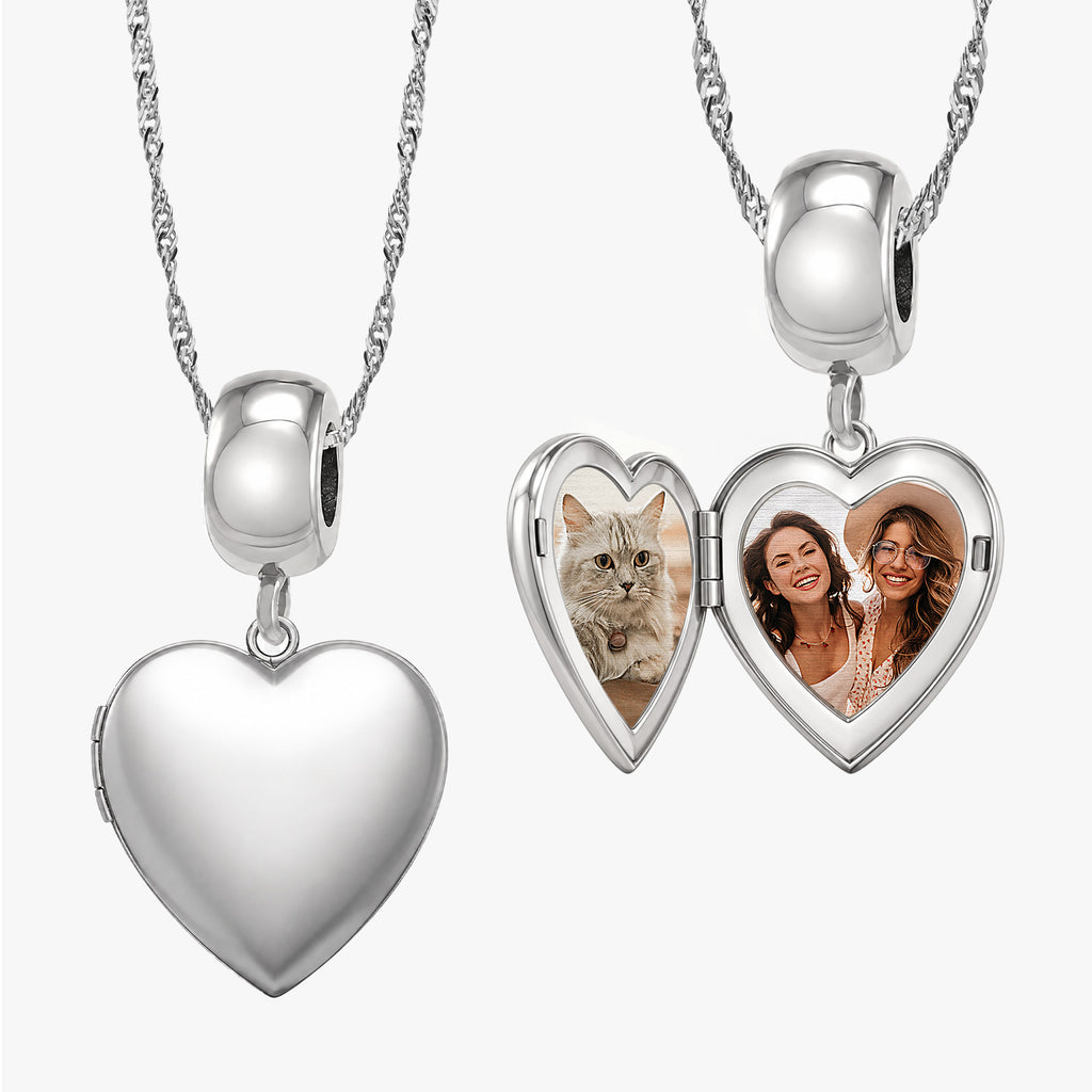 Bead Bracelet Charm Heart Photo Locket