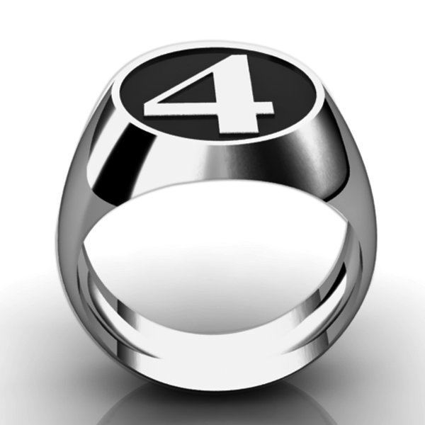 Personalized Number Signet Ring with Antiqued Finish