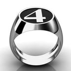 Personalized Number Signet Ring with Antiqued Finish