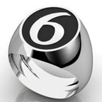 Personalized Number Signet Ring with Antiqued Finish