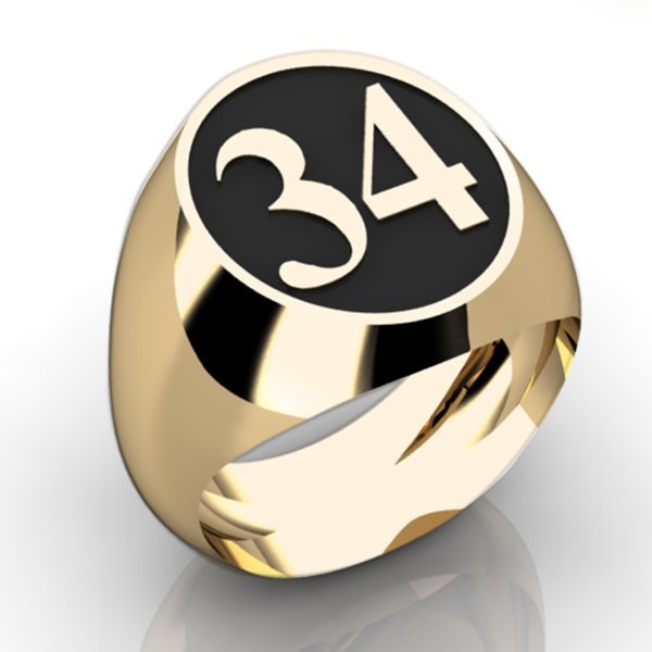 Personalized Number Signet Ring with Antiqued Finish