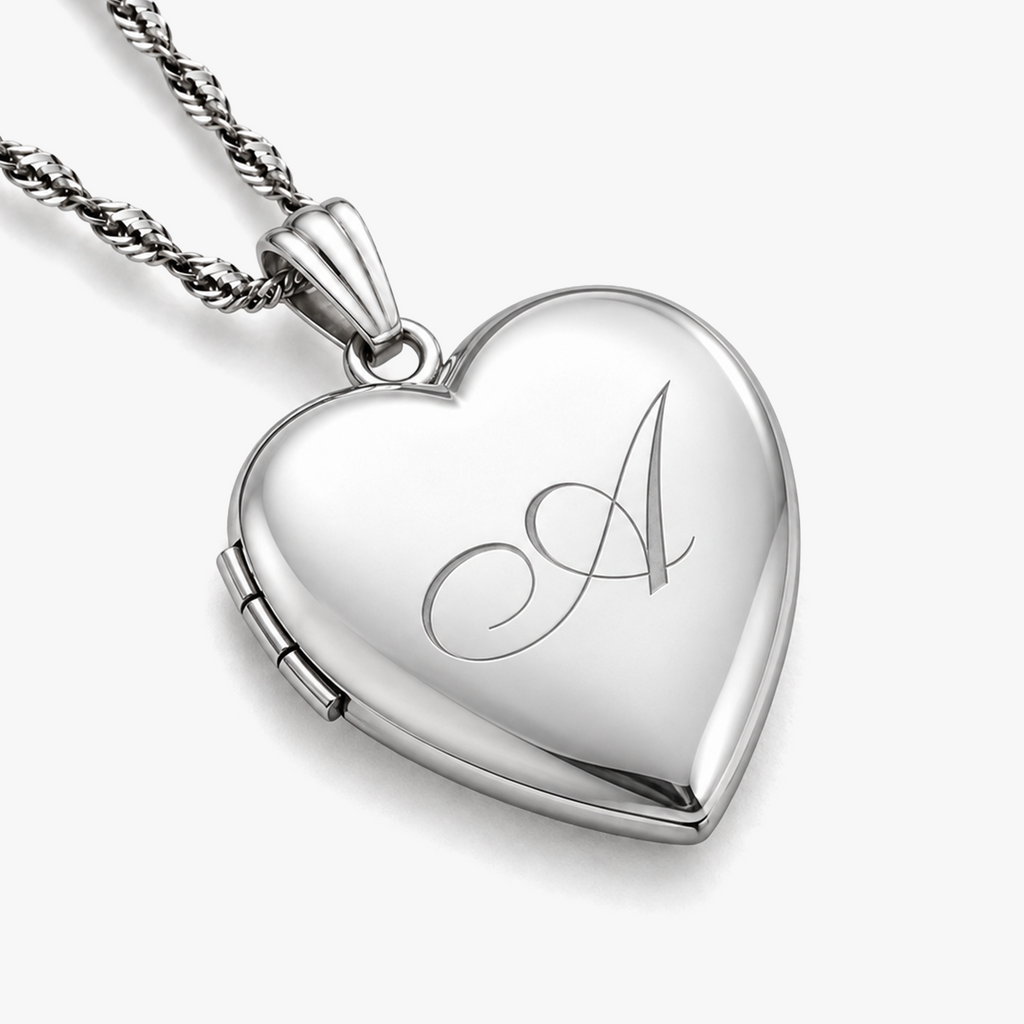 English Style Initial Heart Photo Locket