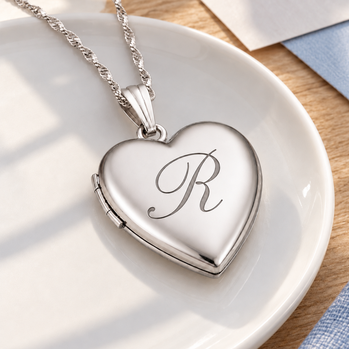 English Style Initial Heart Photo Locket - lifestyle