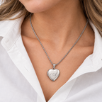 English Style Initial Heart Photo Locket - on model