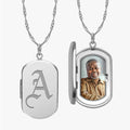 Old English Initial Dog Tag Photo Locket