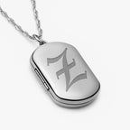 Old English Initial Dog Tag Photo Locket