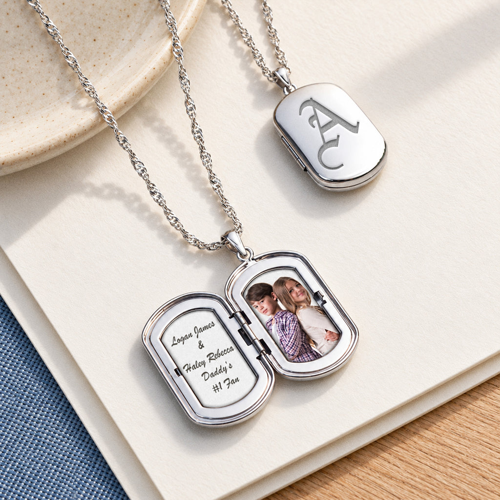 Old English Initial Dog Tag Photo Locket - lifestyle