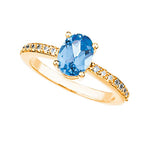 Mother's Ring with Single Birthstone with Diamonds