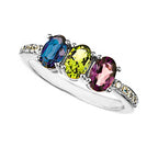 Mother's Ring with Three Birthstones and Diamonds