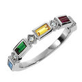 Mother's Ring with Five Birthstones and Diamonds