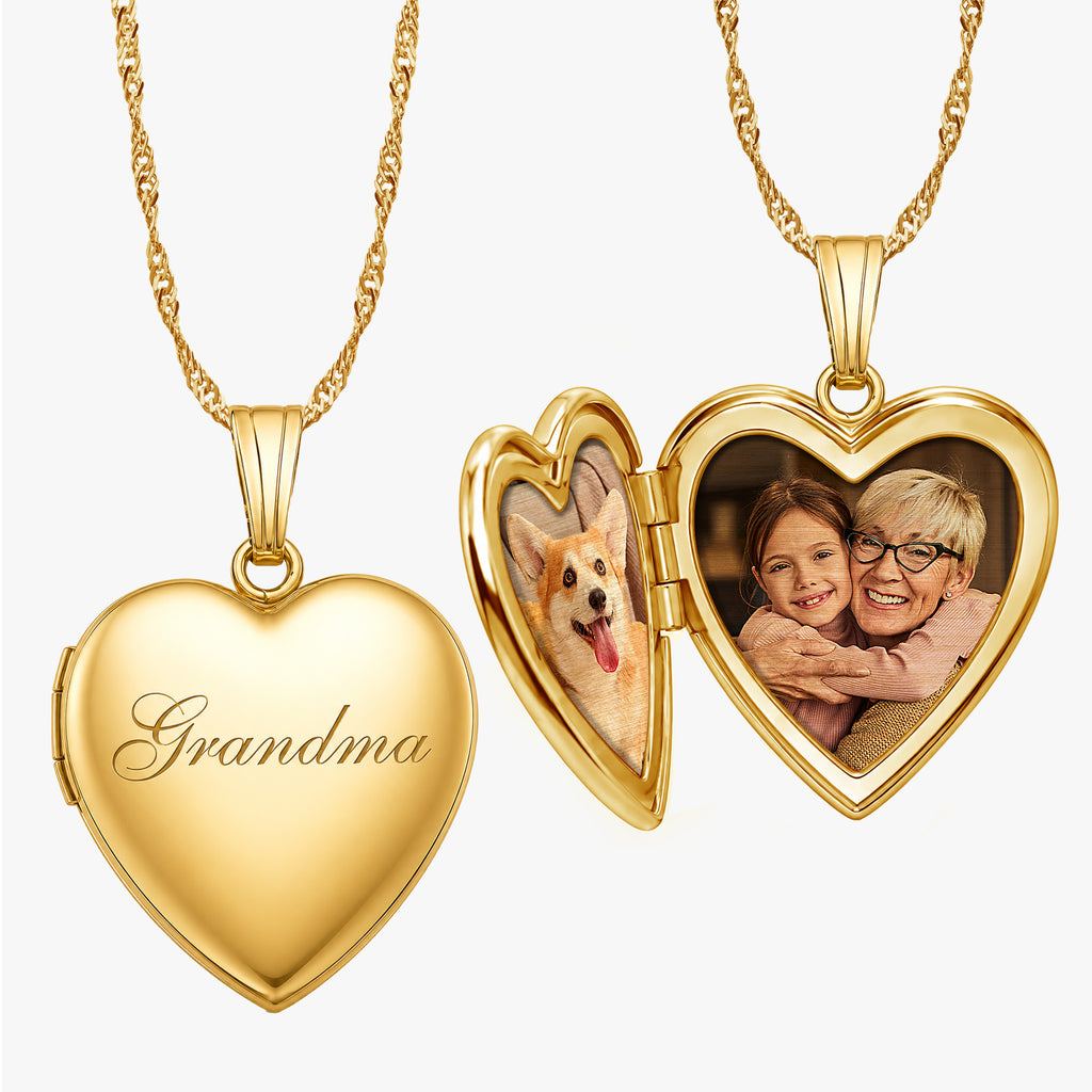 14K Gold-Filled Grandma Heart Photo Locket